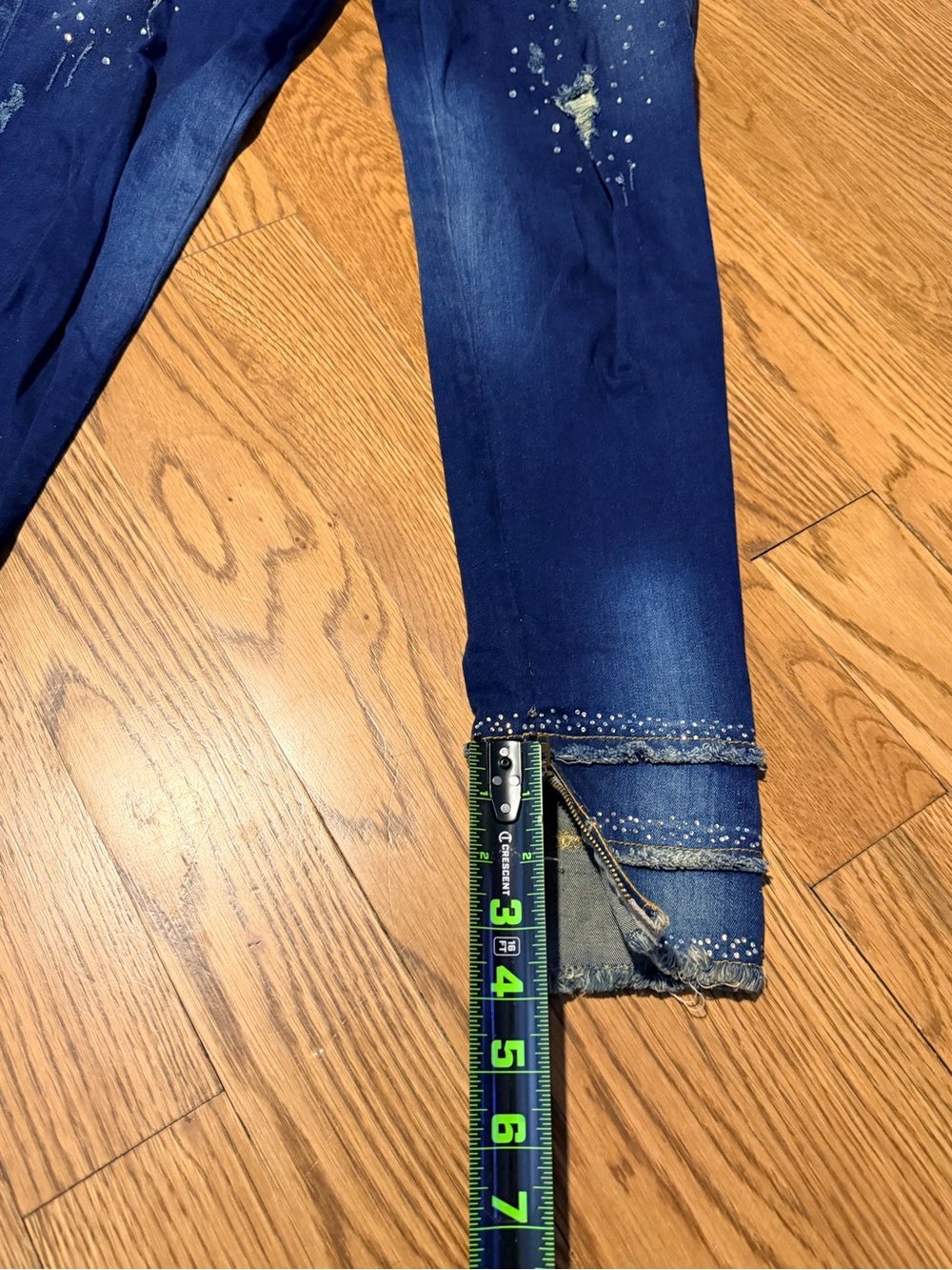 Duchess Jeans Y2K Rhinestone Distressed Skinny Jeans High Rise Stretch Denim 12 - Picture 8 of 12